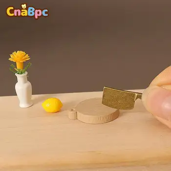 1/12 Dollhouse Mutfak Bıçağı kesme tahtası seti Dollhouse Mini Mutfak Modeli Aksesuarları Çocuklar İçin Oyuncak Oyna Pretend