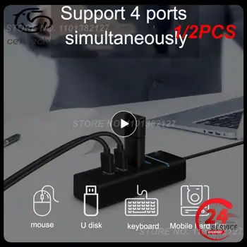 1/2 ADET HUB USB Splitter Daha Fazla almak için USB Bağlantı Noktası 4 Port USB 2.0 Hub Kablo ile Mini Hub Soket Splitter Kablo Adaptörü İçin Araba radyo