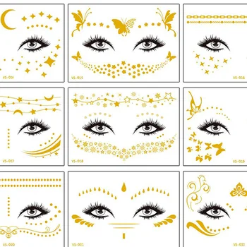 1 adet Altın Kelebek Geçici Dövme Etiket Su Geçirmez Bronzlaşmaya Yüz Macun Çil Masquerade Sahte Dövme Çıkartma Parti Makyaj