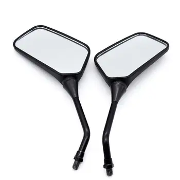 1 Çift 10MM Siyah Kare Çift Spor Motosiklet Aynaları Yan Aynalar Evrensel Geri Ayna Modifiye Aksesuarları