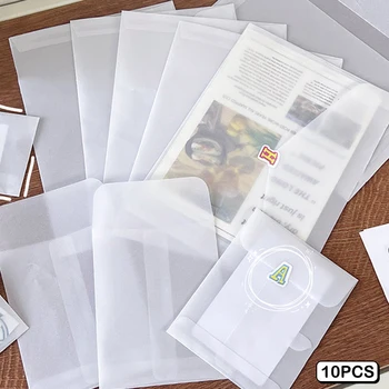 10 Adet Kağıt Yarı şeffaf Sülfürik Asit Kağıt Zarflar DIY Kartpostal Kartı saklama çantası Düğün Davetiyesi Hediye Paketleme Çantası