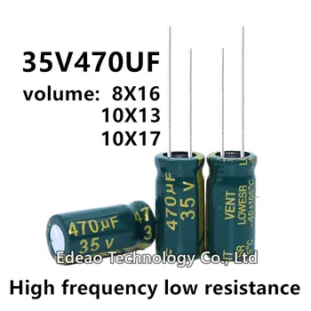 10 adet / grup 35V 470UF 35V470UF 470UF35V hacim: 8X16 10X13 10X17 Yüksek frekans düşük dirençli alüminyum elektrolitik kondansatör
