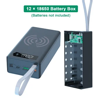 12*18650 Pil Tutucu Kablosuz taşınabilir güç kaynağı kılıfı PD QC3. 0 Ayrılabilir Kaynaksız DIY 18650 Pil saklama kutusu