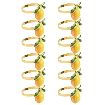 12 Adet Limon peçete halkaları Yaz Peçete Tutucular Tropikal Meyve Peçete Toka Dekor Yaz Doğum Günü Düğün Parti