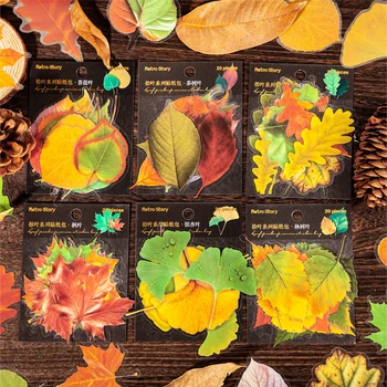 12 packs / LOT toplama yaprakları serisi işaretleyiciler fotoğraf albümü dekorasyon PET sticker