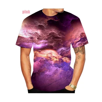 2023 Sıcak Satış 3D Psychedelic Baskı T-shirt Serin Renkli 3D Baskı Grafik Renkli Bulutlar Gökyüzü Desen T Shirt Erkek Kadın