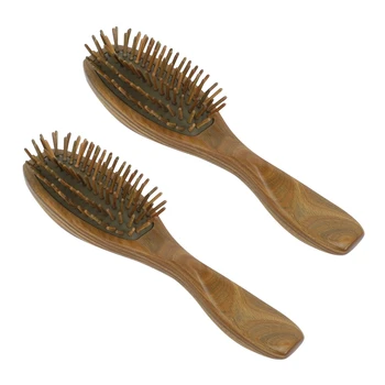 2X Sandal Ağacı Saç Fırçası Ahşap Doğal El Yapımı Dolaşık Açıcı Masaj Saç Tarak Hediye Kutusu İle
