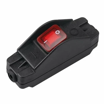 30A 220V On / Off Inline kordon anahtarı Göstergesi İle Siyah IP65 Su Geçirmez Plastik Hat Kablosu Rocker Anahtarı