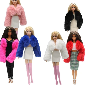 30cm 1/6 Kürk Ceket Günlük Giyim Barbie Bebek Giyinmek Aksesuarları Kızlar DIY Oyuncaklar Doğum Günü Hediyeleri