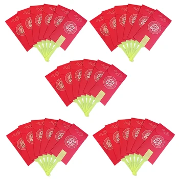 5 Adet Kırmızı Zarflar Çin Fan Kırmızı Zarf Şanslı Para Zarf Seti Çin Yeni Yılı Kırmızı Zarflar, Yeni Yıl Kırmızı Paket Seti Kiti