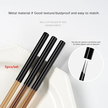 5 Adet Nail Art Kalem Kapakları Mühürlü Toz Geçirmez Kalem Kapakları Manikür Araçları Tırnak Fırçası Jel Kalem Çivi Koruyucu Aracı