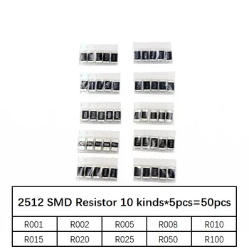 50 ADET Alaşım direnci 2512 SMD direnci Örnekleri kiti, 10 Çeşit X 5 adet=50 adet R001 R002 R005 R008 R010 R015 R020 R025 R050 R100