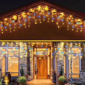 6 M / 12 M LED Icicle dize ışıklar Icicle peri ışık açık noel çelengi yeni yıl partisi düğün bahçe veranda dekorasyon