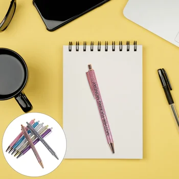 7 Adet Altın Tozu Tükenmez Kalem Ofis Yazma Kalemler Alaşım Taşınabilir Okul Ev