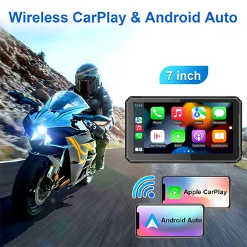 7 İnç IP65 / 67 Su Geçirmez Kablosuz Evrensel motosiklet GPS Navigator Çoklu Medya oyuncu dokunmatik ekranı Linux Carplay Android Otomatik