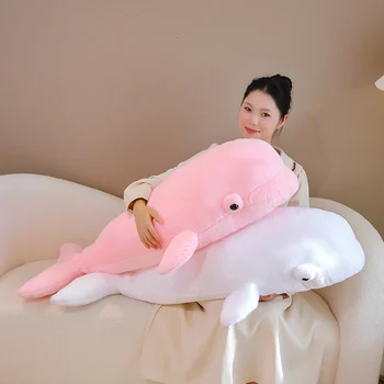 75/100 cm Simülasyon Gerçekçi Beluga Peluş yastık Oyuncaklar Yumuşak Dolması Deniz Hayvan Balina kanepe yastığı Kız doğum günü hediyesi