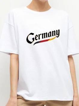Almanya futbol forması Kadın T Shirt Kısa Kollu O Boyun Gevşek Gömlek Yaz Grafik Streetwear Karikatür Gömlek Kadın Gömlek