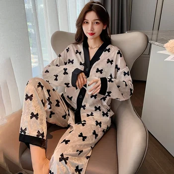 Altın Kadife Pijama Hırka Seti Kadınlar İçin Sonbahar Ve Kış Uzun Kollu Pijama Moda İki Parçalı Ev Giysileri Pijama Takım Elbise