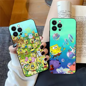 Anime Karikatür S-SpongeBobs telefon kılıfı için iPhone 14Pro 13 12 11 Pro Xs Max Mini X 8 7 6 6s Xr Artı SE2020 Yumuşak Fundas Kapak