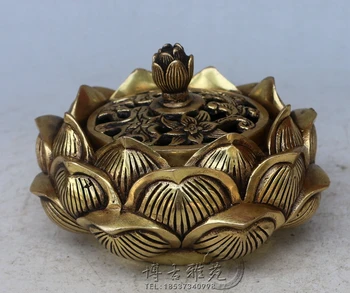 Antik bronz tütsü brülör saf bakır lotus tütsü brülör Qianlong imparatorluk antika ev el sanatları