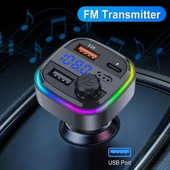 Araba Bluetooth 5.0 FM Verici Ses Adaptörü Mp3 Çalar Hoparlör Kablosuz Araç Kiti Handsfree USB 3.1 A Hızlı Şarj Cihazı 12-24V USB