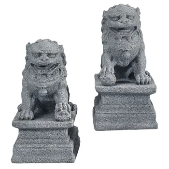 Aslan Heykeli Feng Heykelleri Shui Foo Koruyucu Köpekler Mini Taş Aslan Dekor Çin Tarzı Aslan Heykeli Masaüstü Feng Shui Süsleme