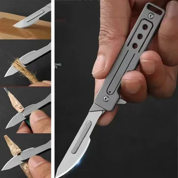 Açık Paslanmaz Çelik Zanaat Bıçak Küçük Katlanır Bıçak Anahtarlık Kolye Kağıt Kesici Bıçak Taşıma Kurye Açılış Küçük Makas