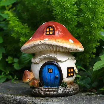 Bahçe Peri ve gnome Mantar Evi Reçine Peri Bahçe Zanaat Mikro Gnome Teraryum Akdeniz Ev Kale bahçe için