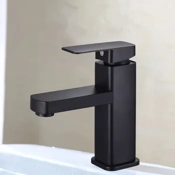 Banyo muslukları Sıcak Ve Soğuk musluk bataryası Güverte Üstü Banyo Havzası Musluklar Siyah Kare Lavabo Lavabo Küvet Musluk