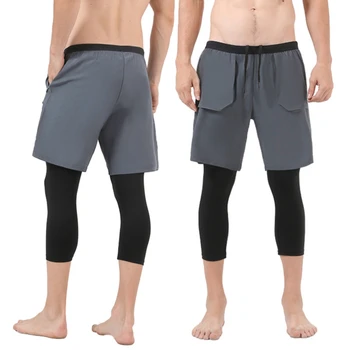 Basketbol Tayt Pantolon Nefes fonksiyonel kumaş erkek fitness pantolonları erkek pantolon erkek 2-in-1 basketbol pantolon