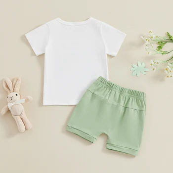 Bebek Erkek Bebek St Patrick Günü Kıyafet Şanslı Charm Shamrock T-Shirt Şort Setleri Yenidoğan yaz giysileri