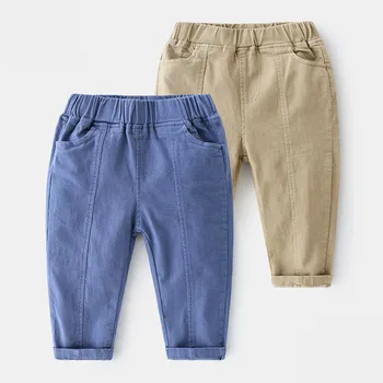 Bebek Rahat Uzun pantolon 2023 İlkbahar Sonbahar Yeni Varış çocuk giyim Çocuk Düz Renk Cep Kargo Gevşek pantolon erkek