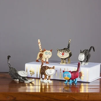 Bir Set Orijinal Tasarım Kedi Figürleri Yaratıcı CatCat Modelleri Karikatür Kitty Süsler Ev Hediye Sınırlı Koleksiyonları