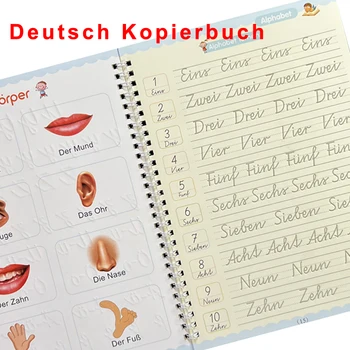Büyük Boy 18.5 * 26cm Alman Sihirli Pratik Defterini Kalem Okul Öncesi Çocuklar Kaligrafi Çocuk Yeniden Kullanılabilir Deutsch Yazma Kitabı