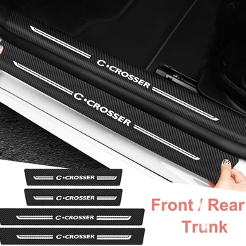 Citroen C-CROSSER için Logo Araba Kapı Eşiği Eşik Çıkartmalar Dekoratif Çıkartmaları Arka Gövde Tampon Muhafızları Şeritler Karbon fiber film