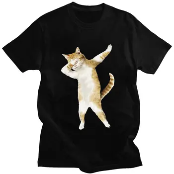 Dabbing Kedi Yavru Komik Meme Grafik T Shirt Büyük Boy Erkek Kadın Yenilik T-Shirt Yaz Pamuk kısa kollu tişört Streetwear