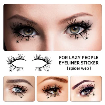 Dekoratif Eyeliner Göz Farı Çıkartmalar Kadınlar için Cadılar Bayramı Eyeliner Çıkartmalar Korku Örümcek Yarasa Güzellik Makyaj Aksesuarları 2-8 Adet