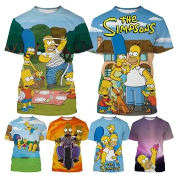 Disney Bahar 3D Baskı Serin Karikatür Simpsons Hip Hop T-shirt Unisex Kadınlar / Erkekler Rahat Harajuku Kısa Kollu Tee Gömlek