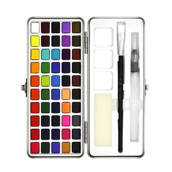Dropship Suluboya boya seti, 50 Renk Suluboya Boya Doldurulabilir boya fırçası Kalem, 6 adet Detay Boya Fırçası ve