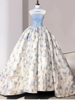 Elbise Kadınlar İçin 2023 Balo Zarif Kat uzunlukta Klasik Kapalı Omuz Vestidos De Quinceaneras Dantel Çiçek Boncuk Kabarık