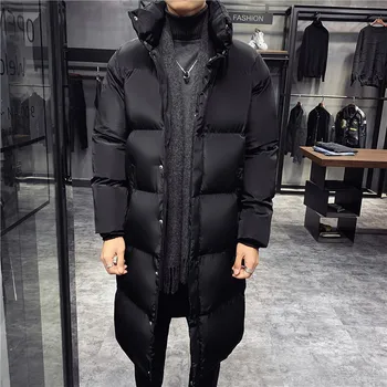 Erkek Kış Siyah Uzun pamuklu ceket 2023 Kore Moda Kampüs Çok Yönlü Pamuklu Ceket Rahat Gevşek Açık sıcak tutan kaban Ceket