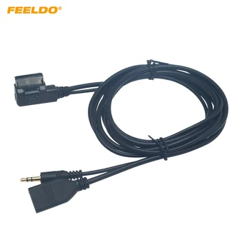 FEELDO Araba Ses Müzik 3.5 mm AUX Kablosu AMI/MDI/MMI Arayüzü USB+Şarj Için Audi A1 A3 A4L A5 A6L A8 Q3 Q5 Q7 TT Tel Adaptörü