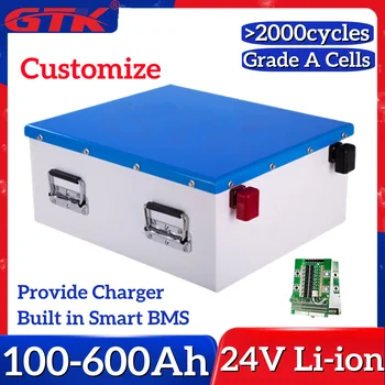 GTK lityum iyon batarya 7S 24V 100Ah 120Ah 150Ah 200Ah 240Ah 300Ah 400Ah 600Ah ile 3.7 V Hücreleri 2KW 4KW Güneş Sistemi İnvertör