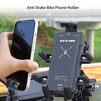 GUB P70 Motosiklet telefon tutucu Titreşim Sönümleme Kablosuz Şarj Cep Telefonu Navigasyon Braketi Bisiklet Aksesuarları
