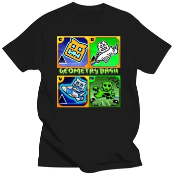 Geometri Dash Oyun Hayranları T-Shirt Kız Erkek Tee-Kişiselleştirilmiş Ücretsiz Yaş 5-15 Harajuku Komik Tee Gömlek
