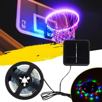 Güneş LED basketbol potası ışıkları 8 modları çok renkli su geçirmez ayarlanabilir parlaklık LED basketbol jant ışıkları