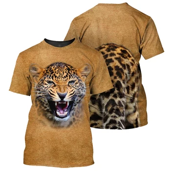 HX Moda Hayvanlar T-Shirt Komik Sevimli Çita Ön ve Arka 3D Baskılı Tees Erkekler Kadınlar Harajuku Casual Streetwear Tops