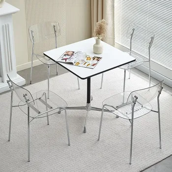 Iskandinav Modern Basit Alüminyum Alaşımlı yemek masası ışık Lüks Ev Masaları Yatak Odası Otel Kare Mutfak Masaları Mobilya