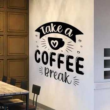 Kelimeler bir Mola Kahve Dükkanı İşareti Premium Kalite Logo Cafe Dekor En Kaliteli Duvar Kupası çıkartma Vinil