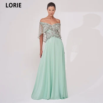 LORIE Nane Yeşil A-Line Abiye Örgün Şifon Süpürgelik Düğün Parti Elbise Kadınlar Için Vestidos Para Eventos Especiales
